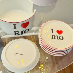 Roberto Simoes Brazilian Porcelain Coaster Set with Holder